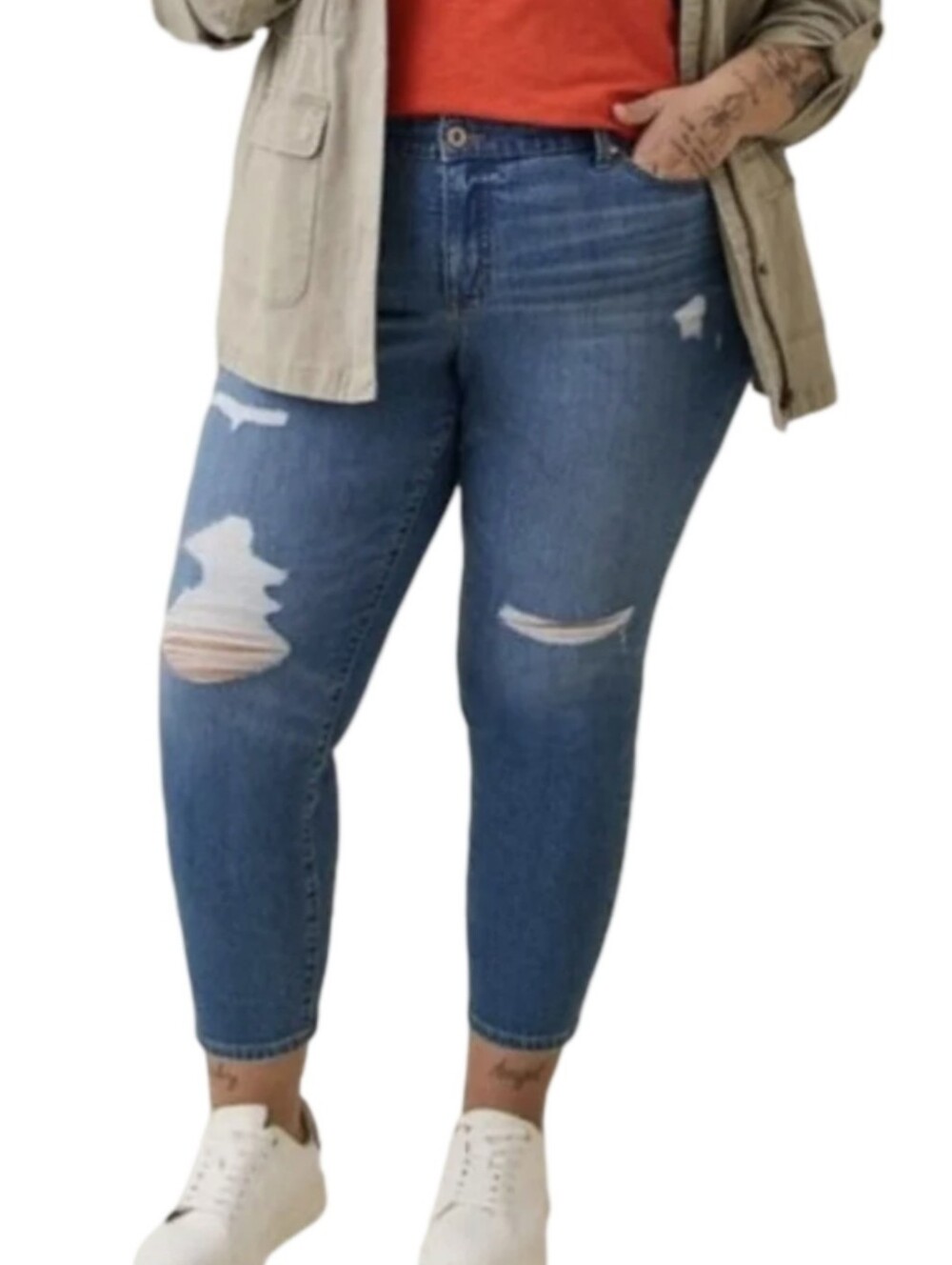 Torrid Perfect Skinny Ankle Vintage Stretch Distressed Jeans Blue Womens 18 NEW‎